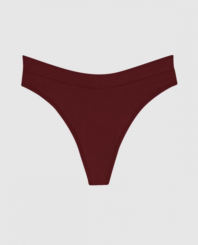 La Senza High Leg Thong Panty Women\'s Underwear Red Burgundy | auYOuKQc