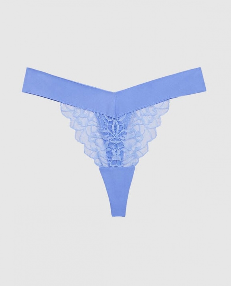 La Senza High Leg Thong Panty Women\'s Underwear Blue | ZOdWhKu4