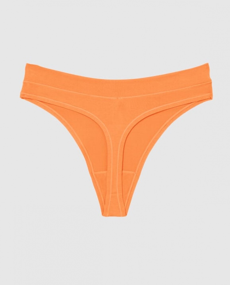 La Senza High Leg Thong Panty Women's Underwear Apricot | bGmonT8F