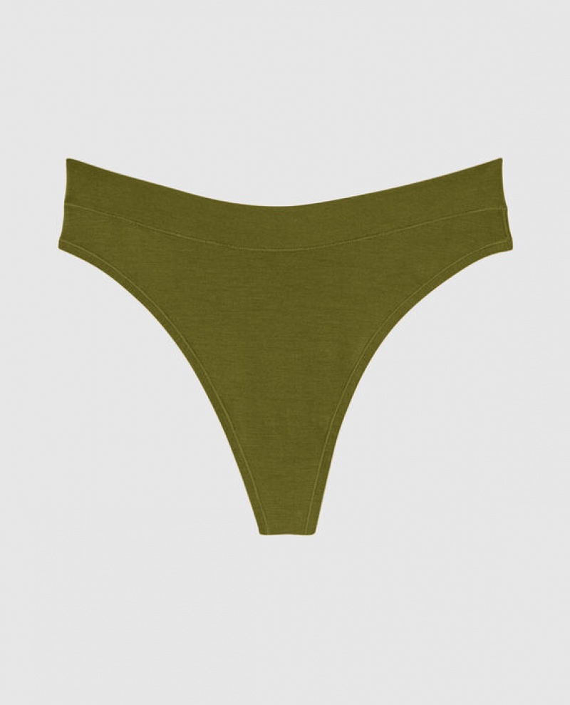 La Senza High Leg Thong Panty Women\'s Underwear Avocado | zZU6etdi