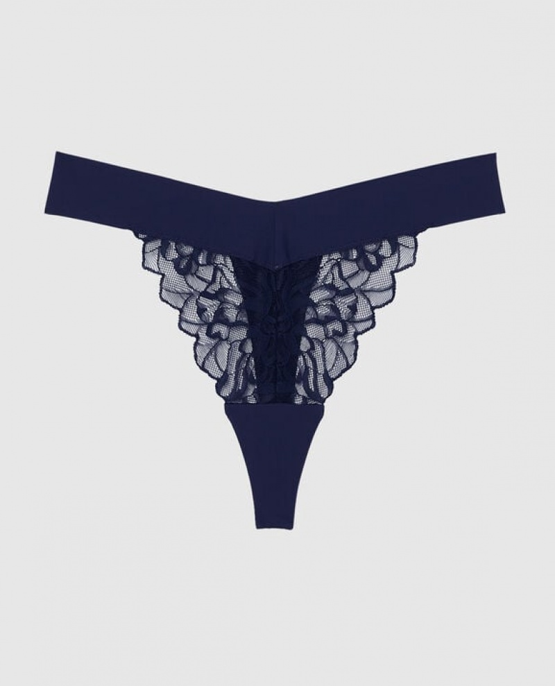 La Senza High Leg Thong Panty Women\'s Underwear Ocean Cavern | b4VR6oT9