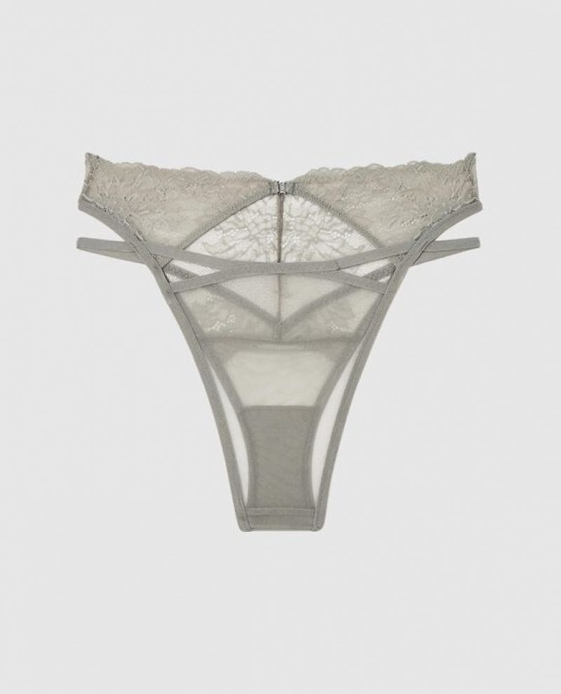 La Senza High Waist Cheeky Panty Women's Pajamas Silver | WKTnqkLE