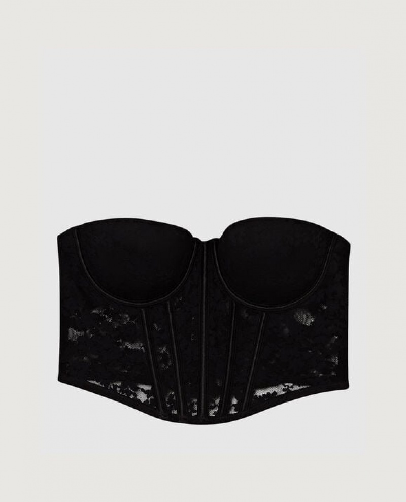 La Senza Lightly Lined Strapless Bra Top Women's Pajamas Black | FZvxlQa1