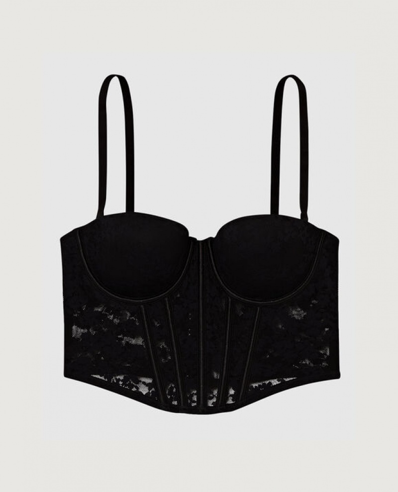 La Senza Lightly Lined Strapless Bra Top Women\'s Pajamas Black | FZvxlQa1