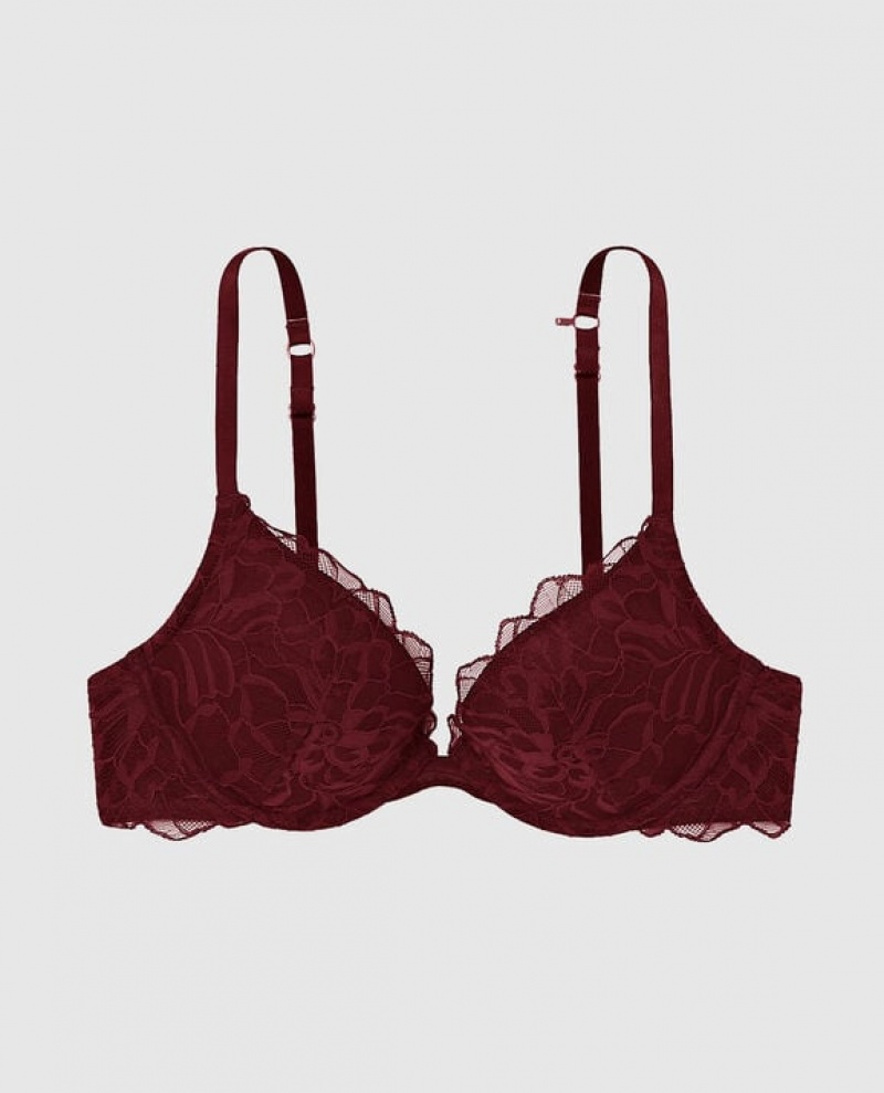 La Senza Push Up Plunge Women\'s Bras Red Burgundy | jZfHccT7