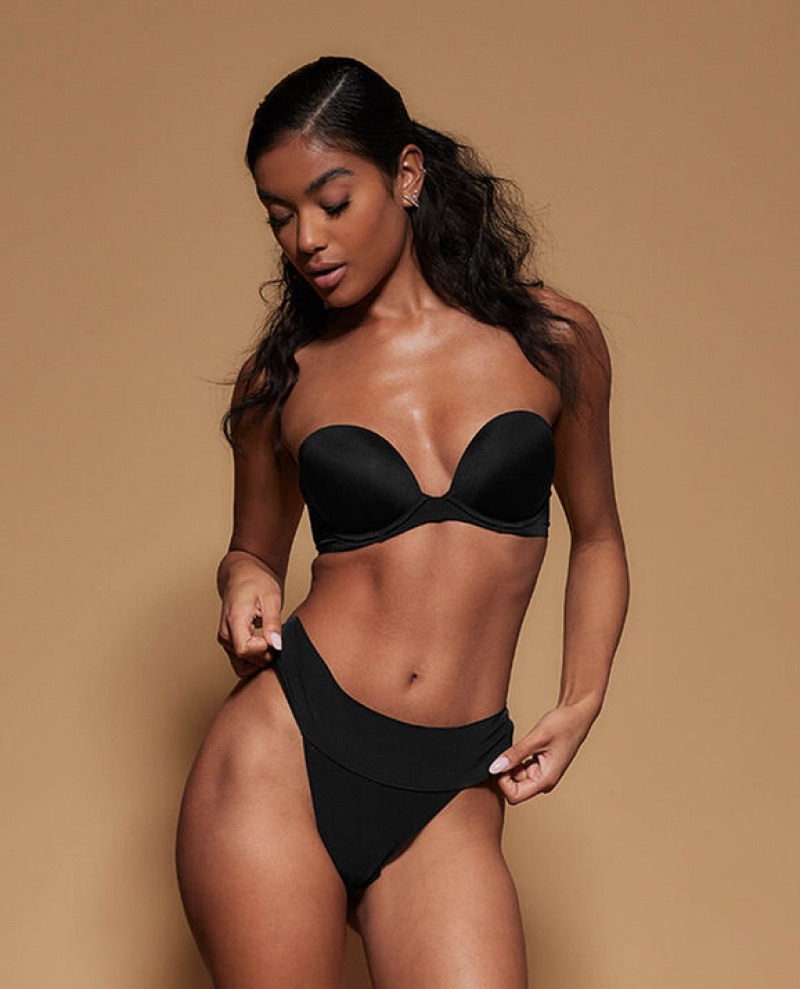 La Senza Strapless Push Up Women's Bras Black | V9GGEypk