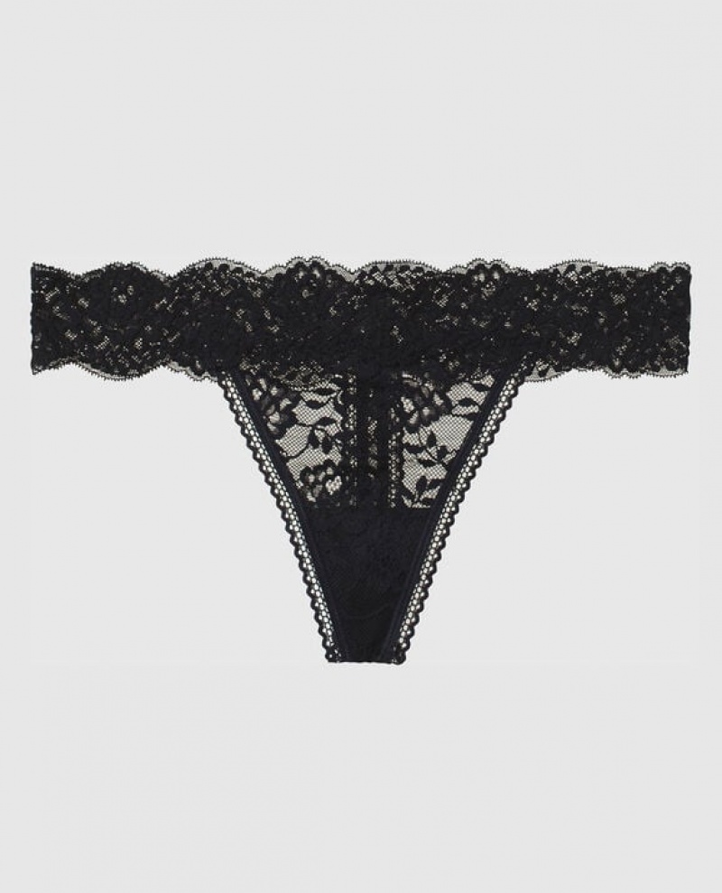 La Senza Thong Panty Women\'s Underwear Black | PlufNUhf