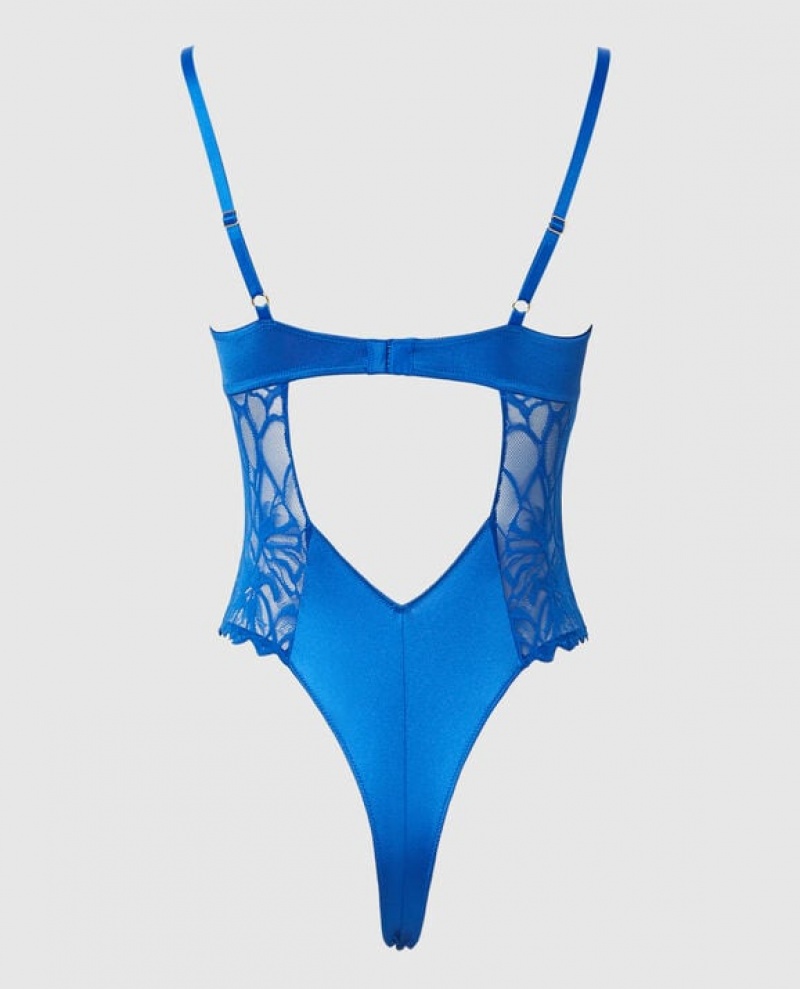 La Senza Unlined Bodysuit Women's Pajamas Deep Blue | Yr16Q4sH