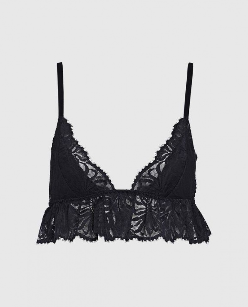 La Senza Unlined Lace lette Women\'s Bras Black | IWy41mRt